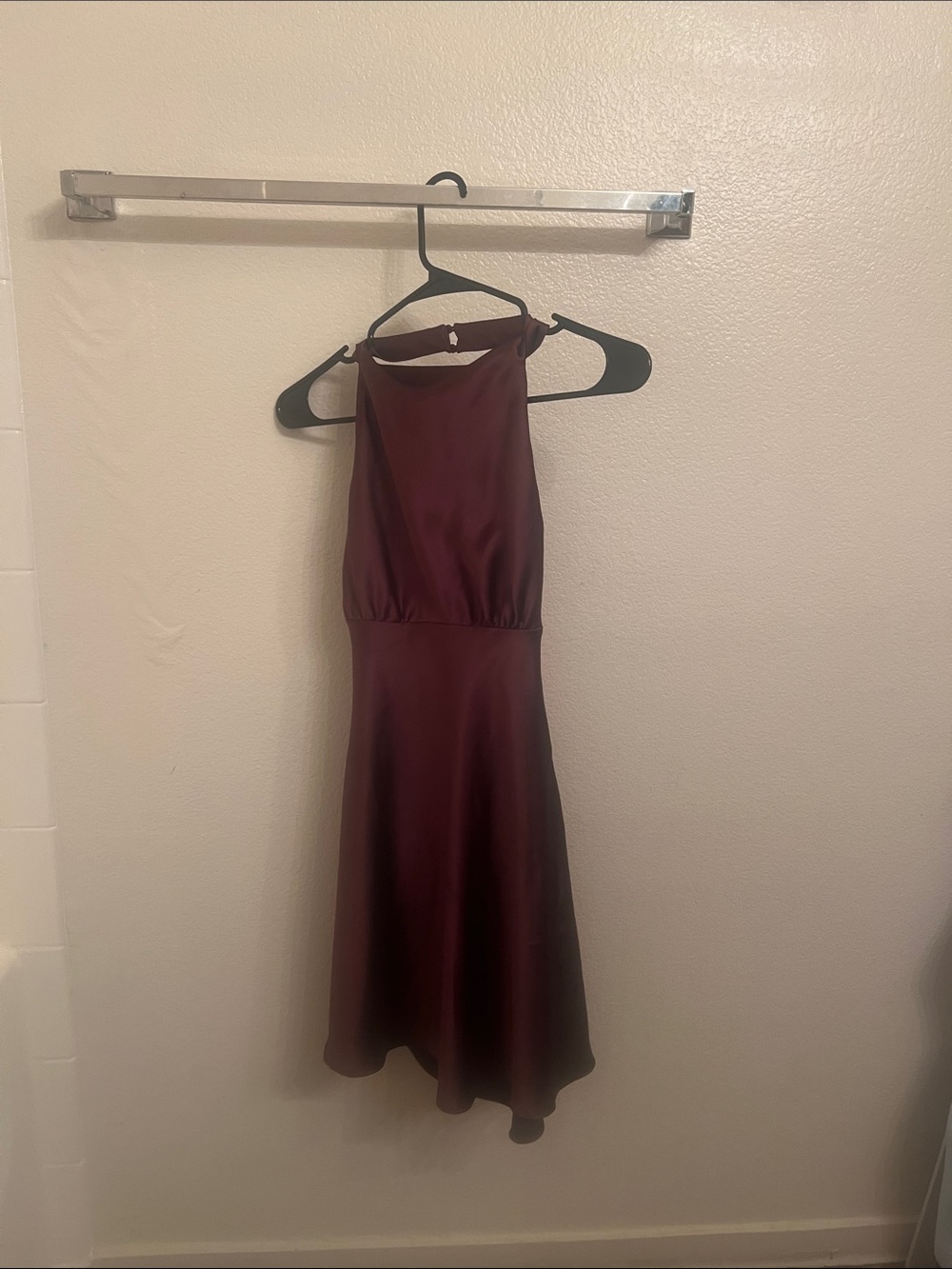 Zara Burgundy Satin Halter Midi Dress